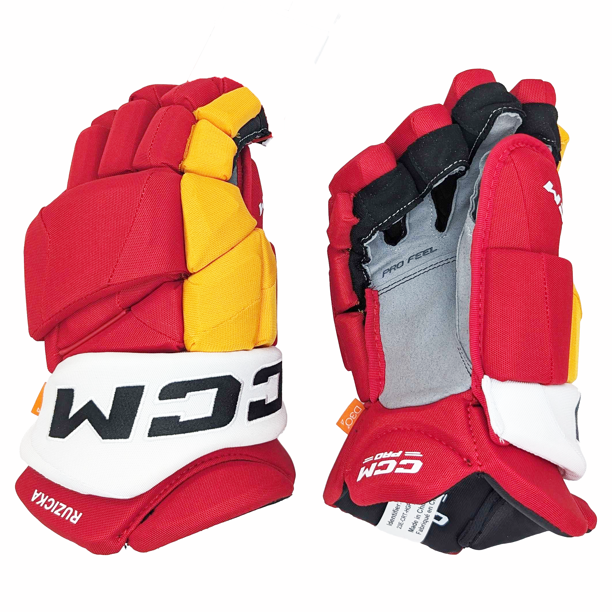 CCM HGJSPP - Gant NHL Pro Stock - Adam Ruzicka (Rouge/Jaune/Blanc)